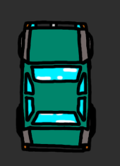 Screenshot of a boxy sedan car sprite from above.