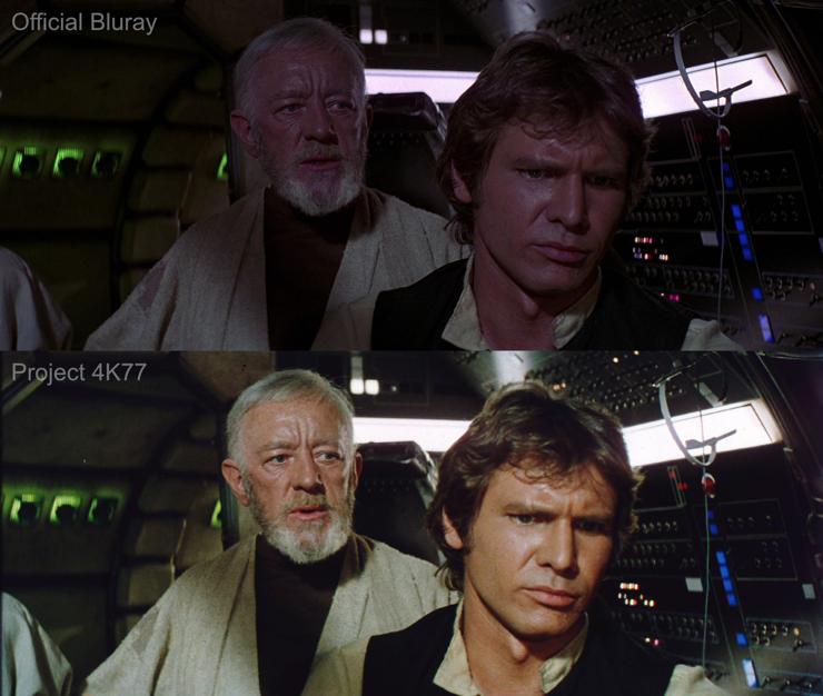 Screenshot comparison of Star Wars Bluray vs Project 4K