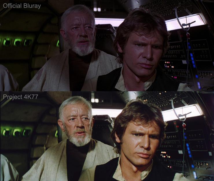 Screenshot comparison of Star Wars Bluray vs Project 4K