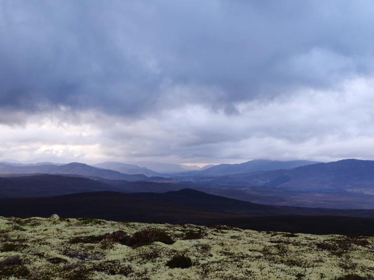 Cloudy view from Croidh-La over towards Laggan as it starts to get dark