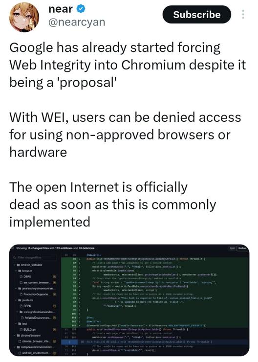 Chromium source code with WEI functionality being added.